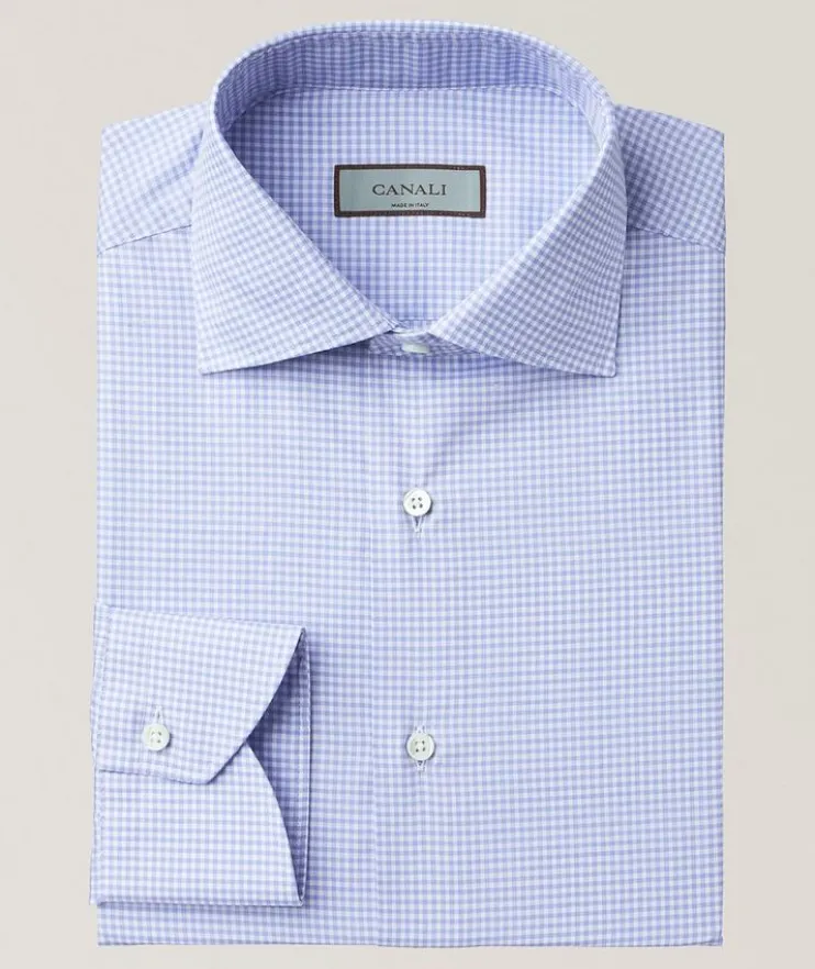 Micro-Gingham Cotton Dress Shirt