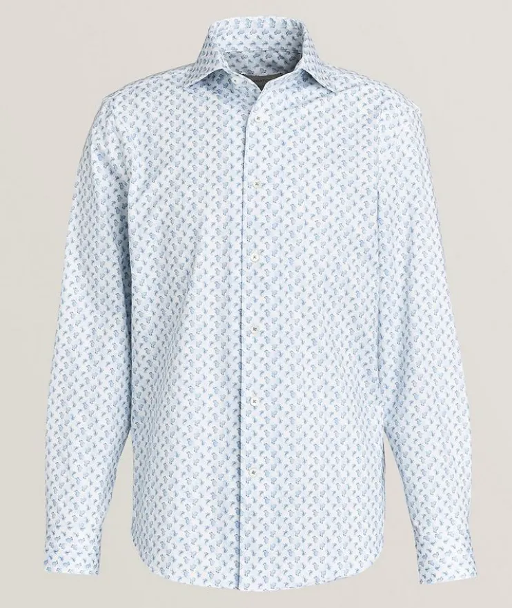 Micro-Paisley Stretch-Cotton Shirt