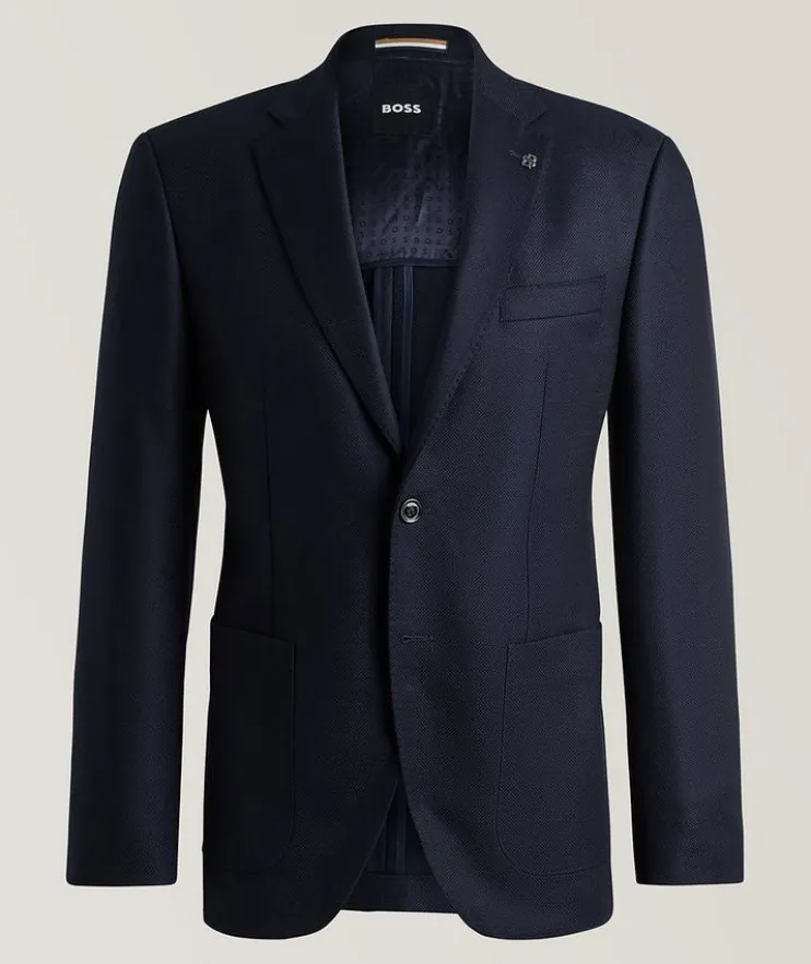 Micro-Patterned Stretch-Wool Sport Jacket
