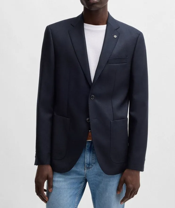 Micro-Patterned Stretch-Wool Sport Jacket