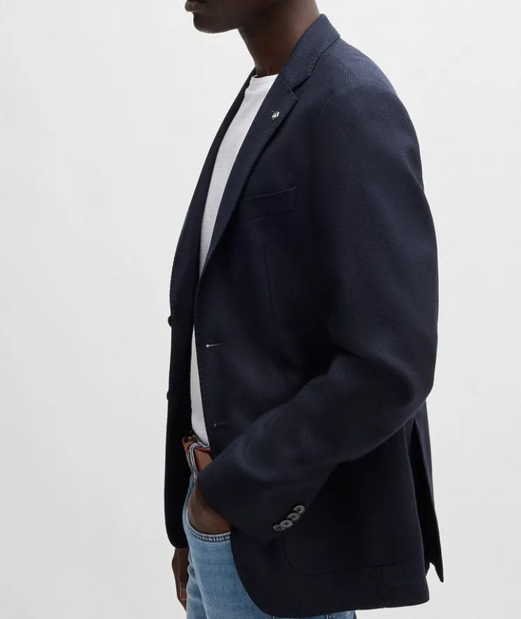 Micro-Patterned Stretch-Wool Sport Jacket