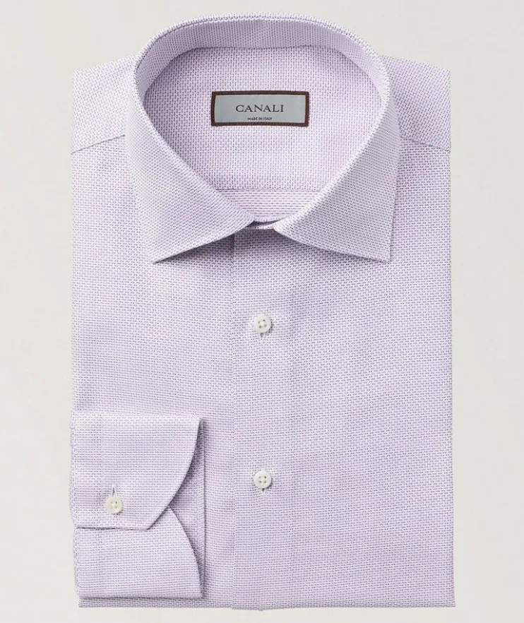 Micro-Print Cotton Dress Shirt