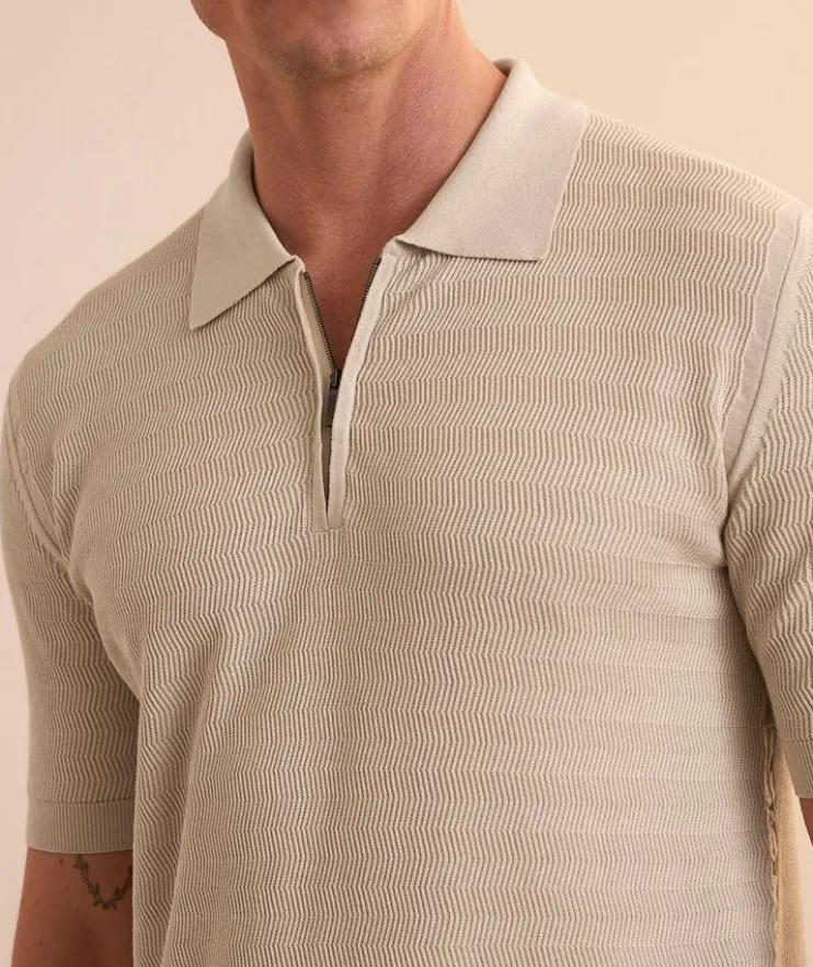 Micro-Stitch Quarter-Zip Polo