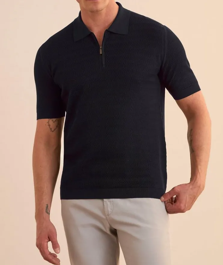 Micro-Stitch Quarter-Zip Polo