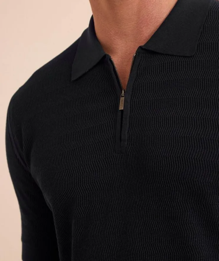 Micro-Stitch Quarter-Zip Polo