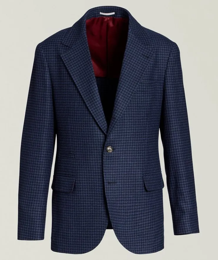 Mini Check Wool-Blend Sport Jacket