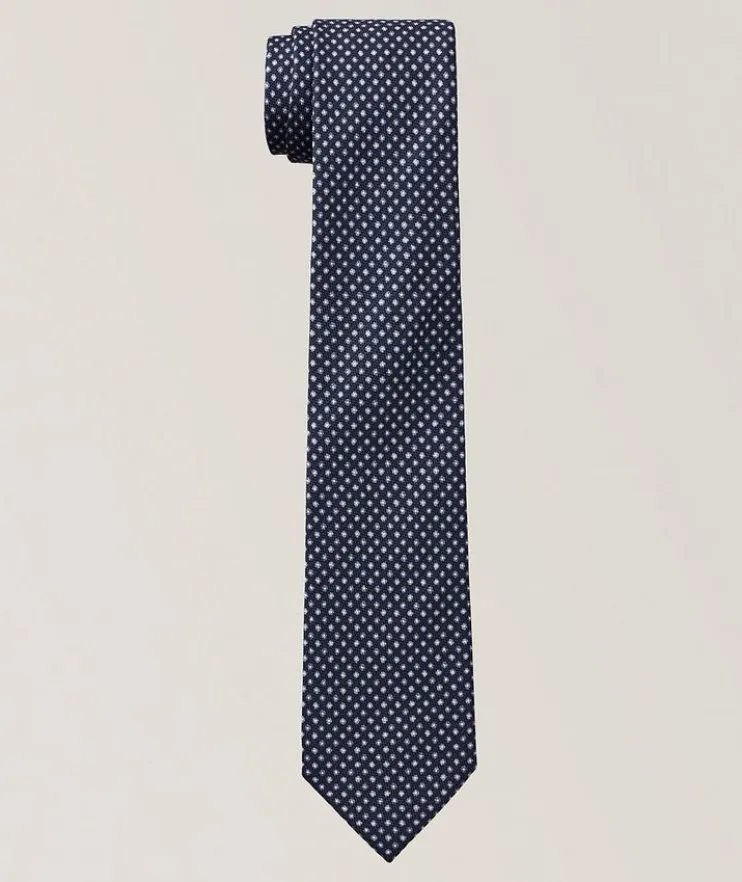 Mini-Dot Print Silk Tie