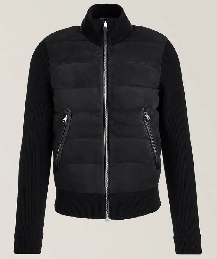 Mixed Media Suede Merino Blouson