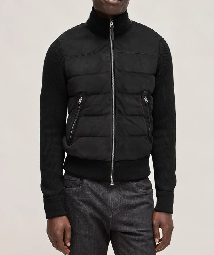 Mixed Media Suede Merino Blouson