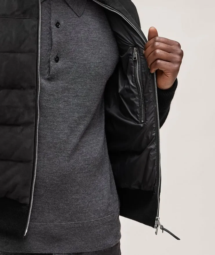 Mixed Media Suede Merino Blouson