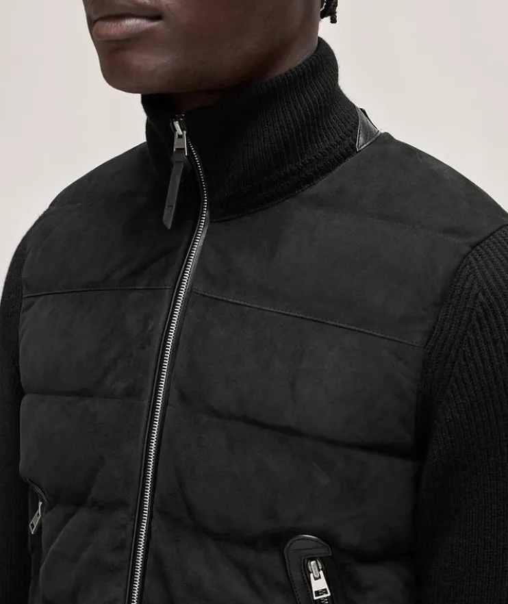 Mixed Media Suede Merino Blouson