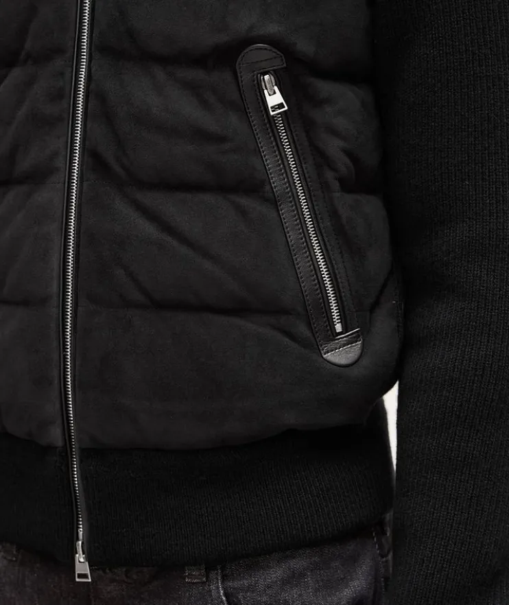 Mixed Media Suede Merino Blouson