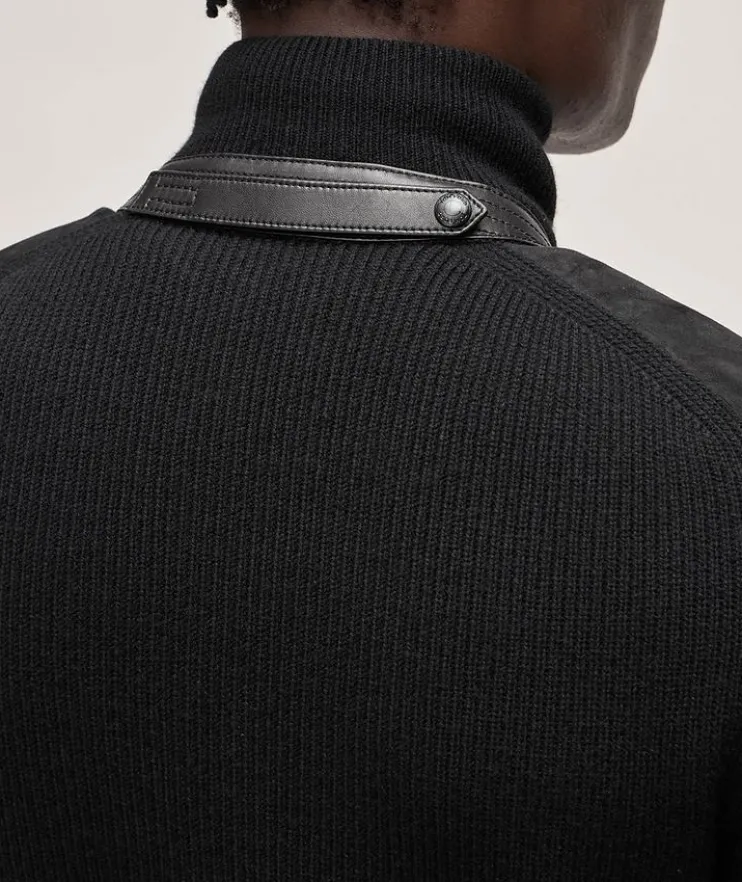 Mixed Media Suede Merino Blouson