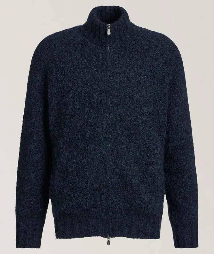 Mélange Alpaca-Blend Full-Zip Cardigan