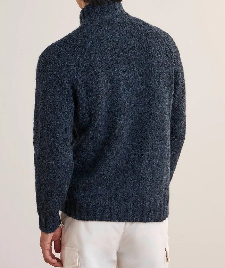 Mélange Alpaca-Blend Full-Zip Cardigan