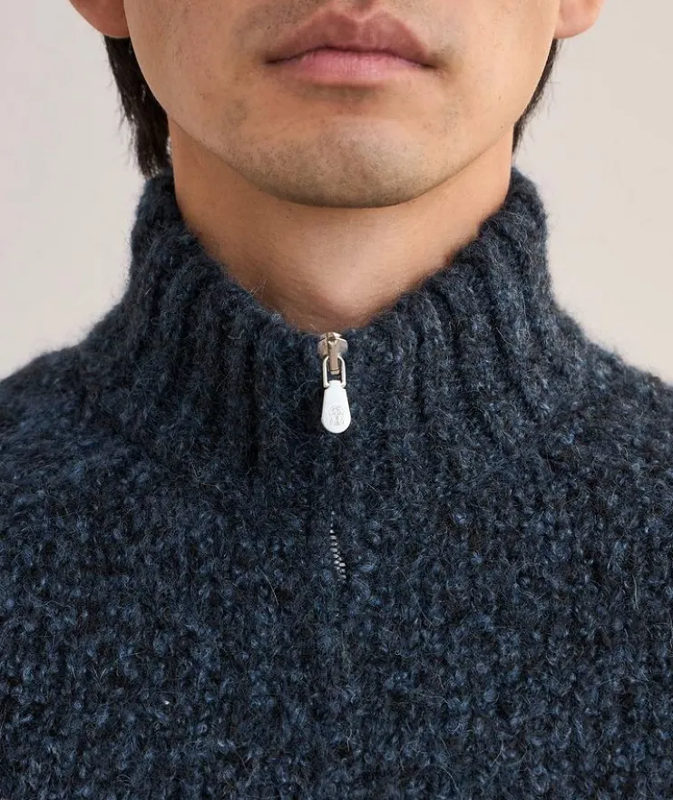 Mélange Alpaca-Blend Full-Zip Cardigan