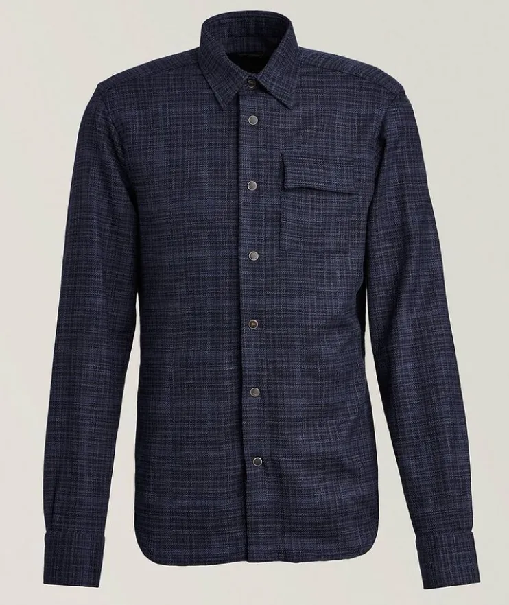 Mélange Checked Wool-Blend Overshirt