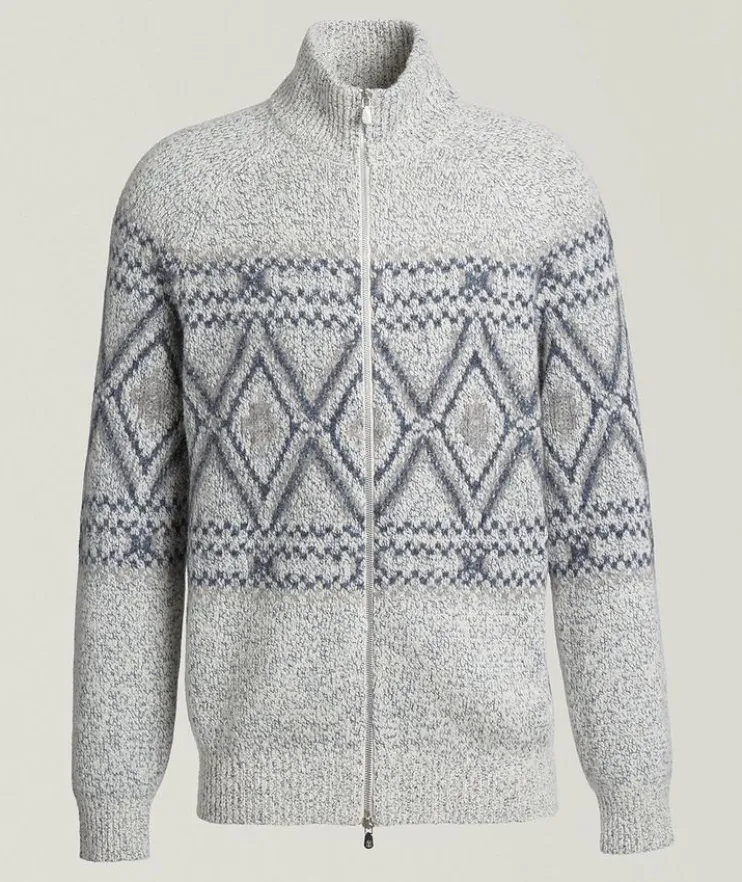 Mélange Fair Isle Full-Zip Cardigan