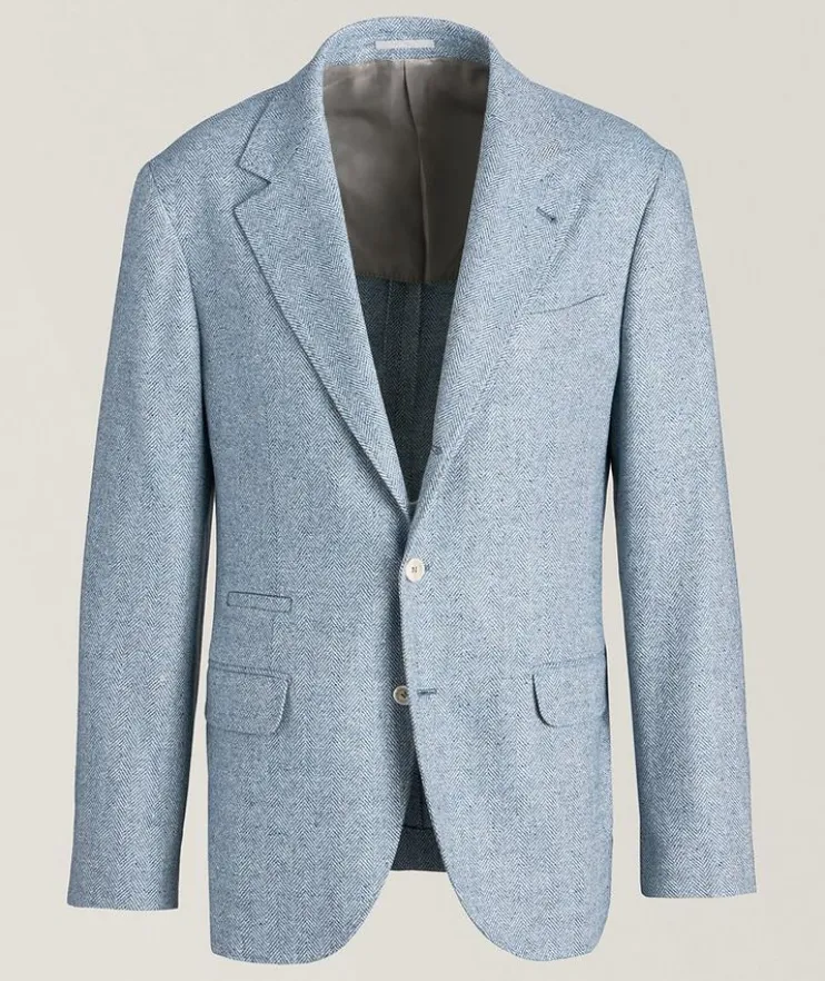Mélange Herringbone Stretch-Wool Blend Sport Jacket