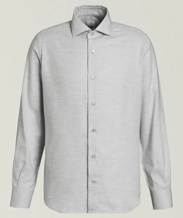 Mélange Herringbone Cotton-Lyocell Shirt