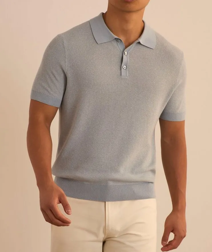 Mélange Linen-Cotton Knit Polo