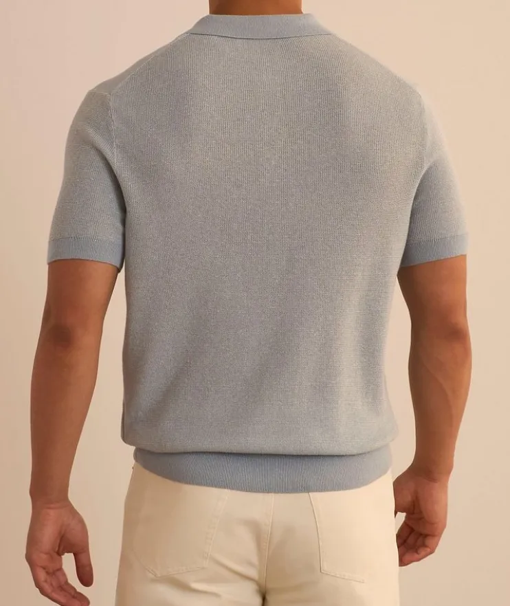 Mélange Linen-Cotton Knit Polo