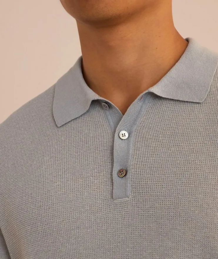 Mélange Linen-Cotton Knit Polo