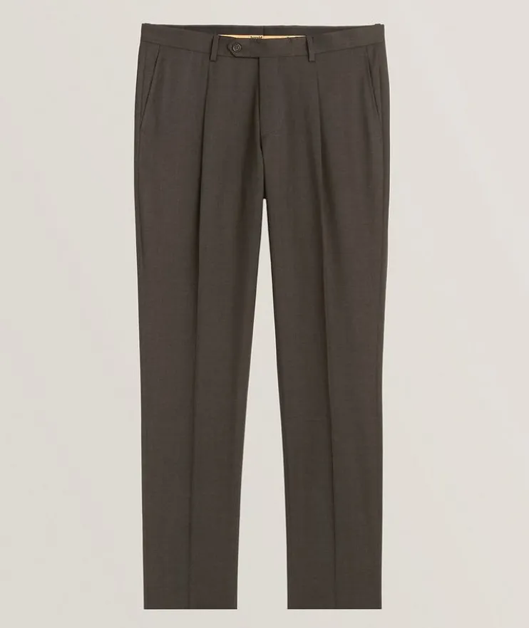 Mélange Pleated Wool Pants