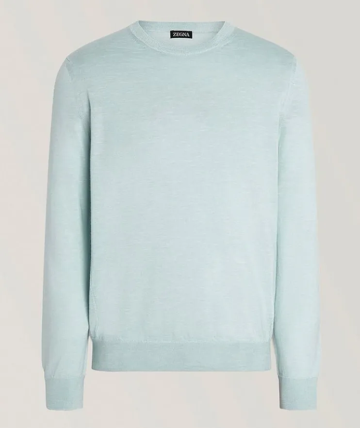 Mélange Silk-Cashmere-Blend Sweater