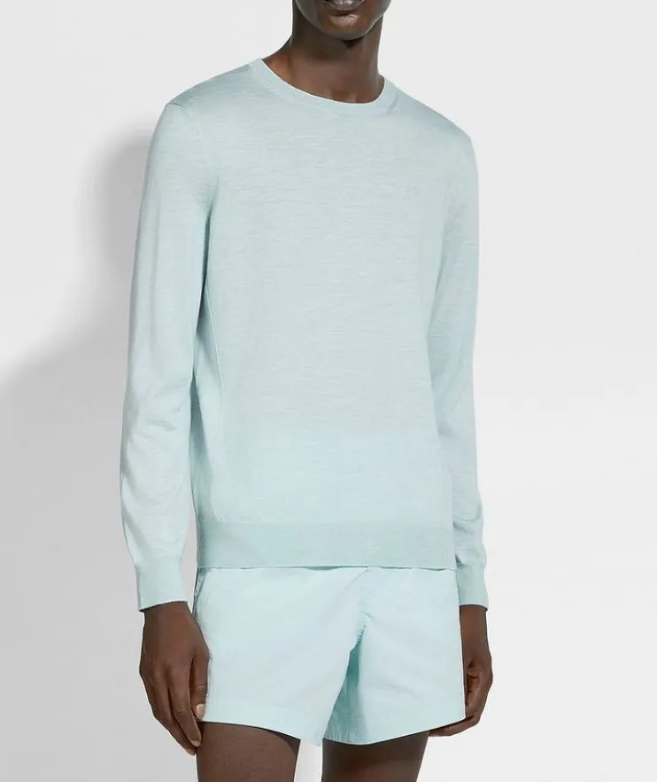 Mélange Silk-Cashmere-Blend Sweater