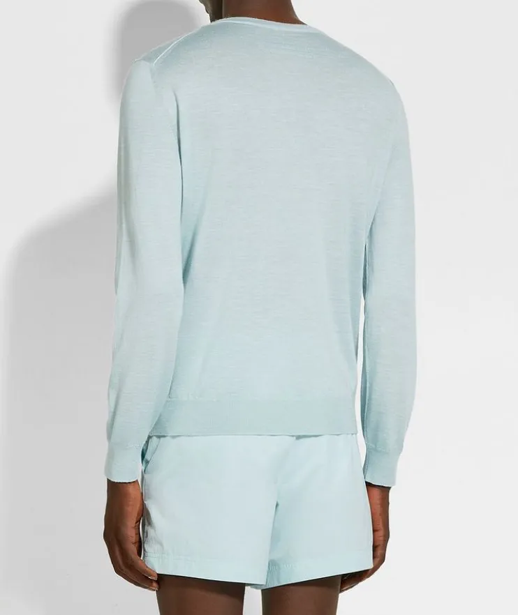 Mélange Silk-Cashmere-Blend Sweater