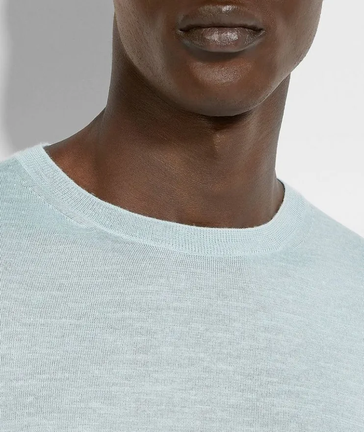 Mélange Silk-Cashmere-Blend Sweater