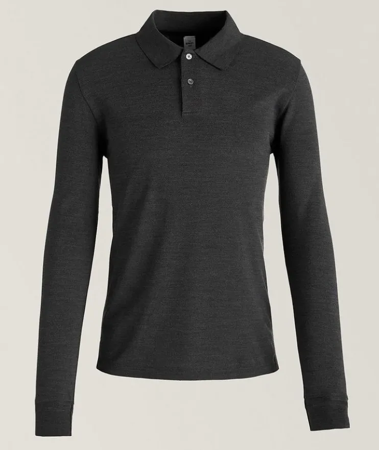 Mélange Wool-Mulberry Silk Jersey-Knit Polo