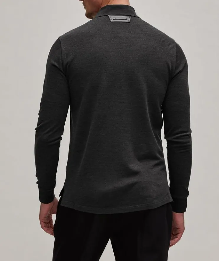 Mélange Wool-Mulberry Silk Jersey-Knit Polo