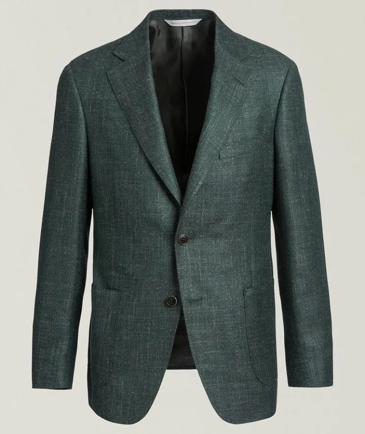 Mélange Wool-Silk-Linen Sport Jacket