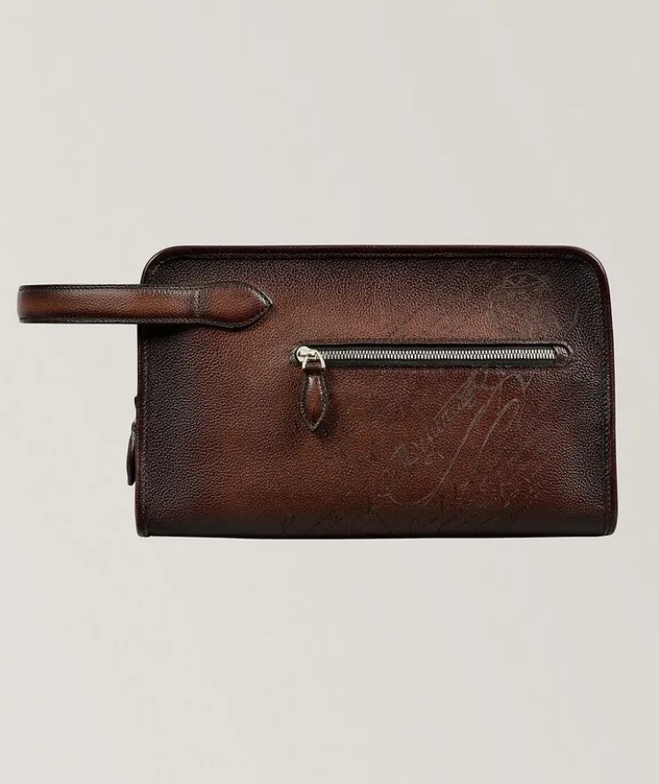 Morning Scritto Leather Toiletry Bag