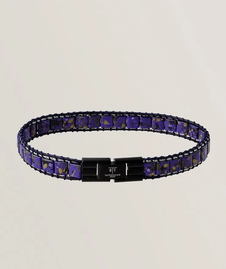 Mosaic Hematite Glass Bead Bracelet