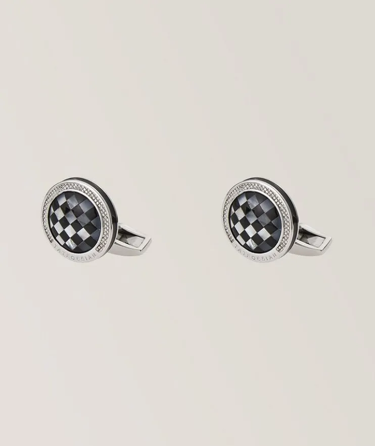 Mother Pearl & Onyx Mosaic Stone Signature Cufflinks