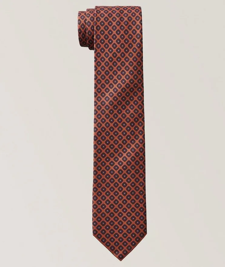 Motif-Print Silk Tie
