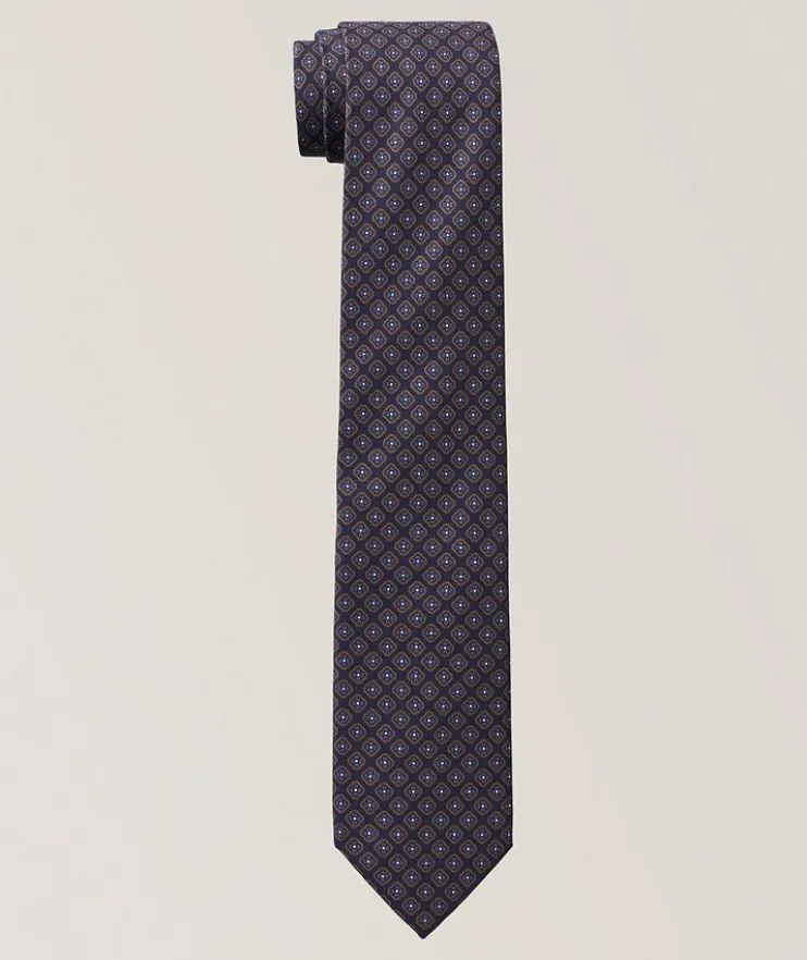Motif-Print Silk Tie