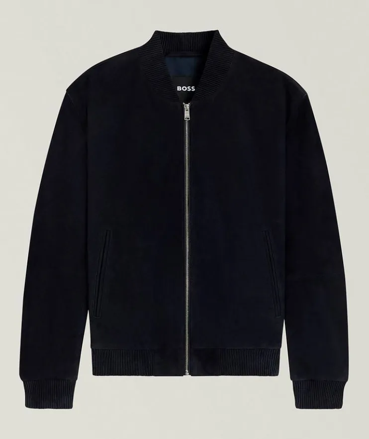 Muller Ribbed-Trim Suede Jacket