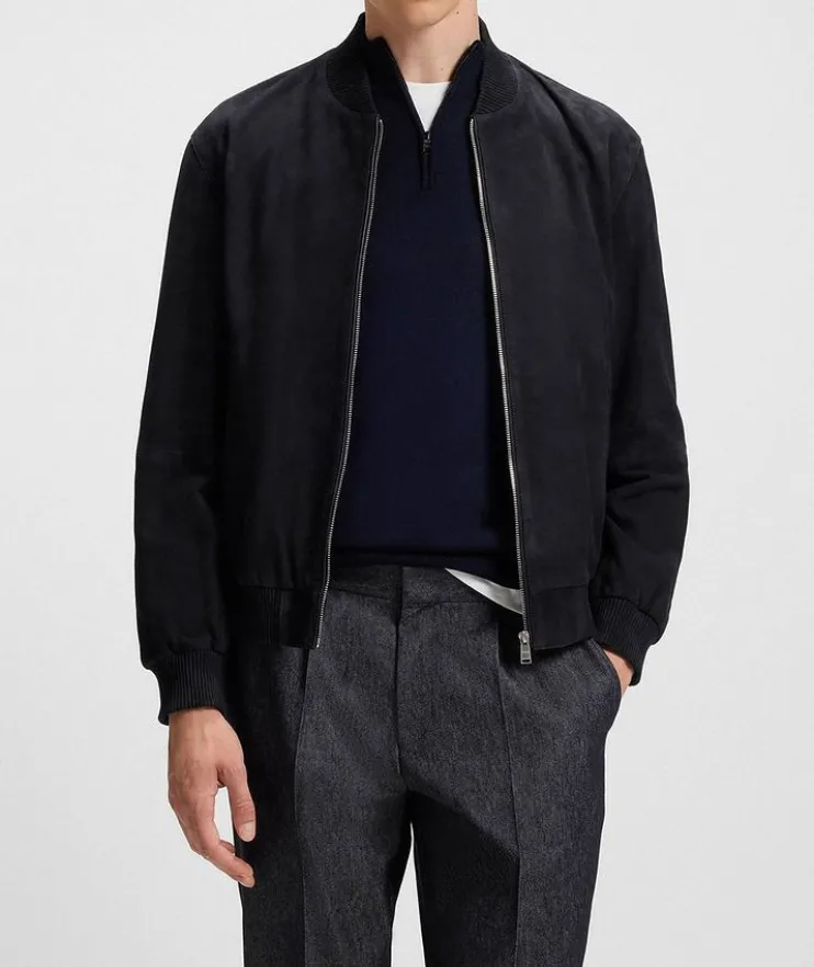 Muller Ribbed-Trim Suede Jacket