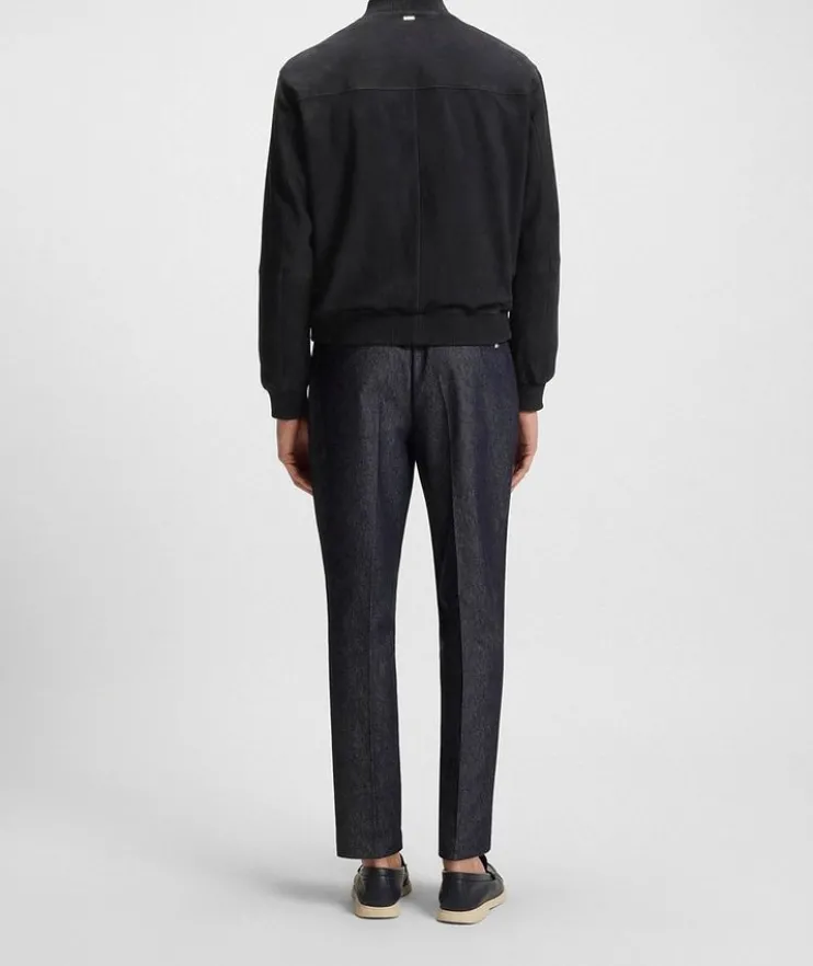 Muller Ribbed-Trim Suede Jacket