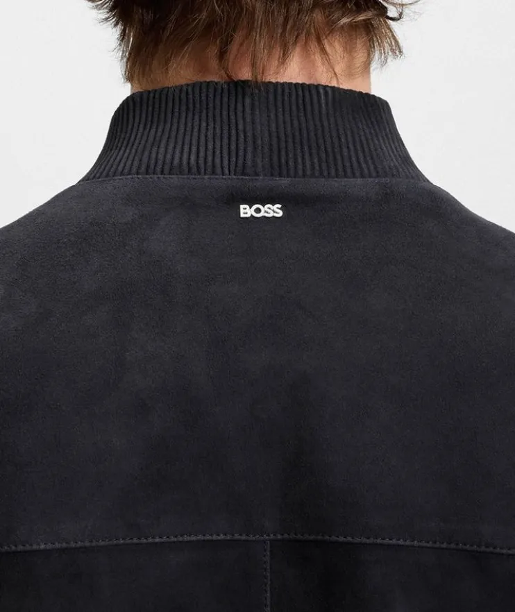 Muller Ribbed-Trim Suede Jacket