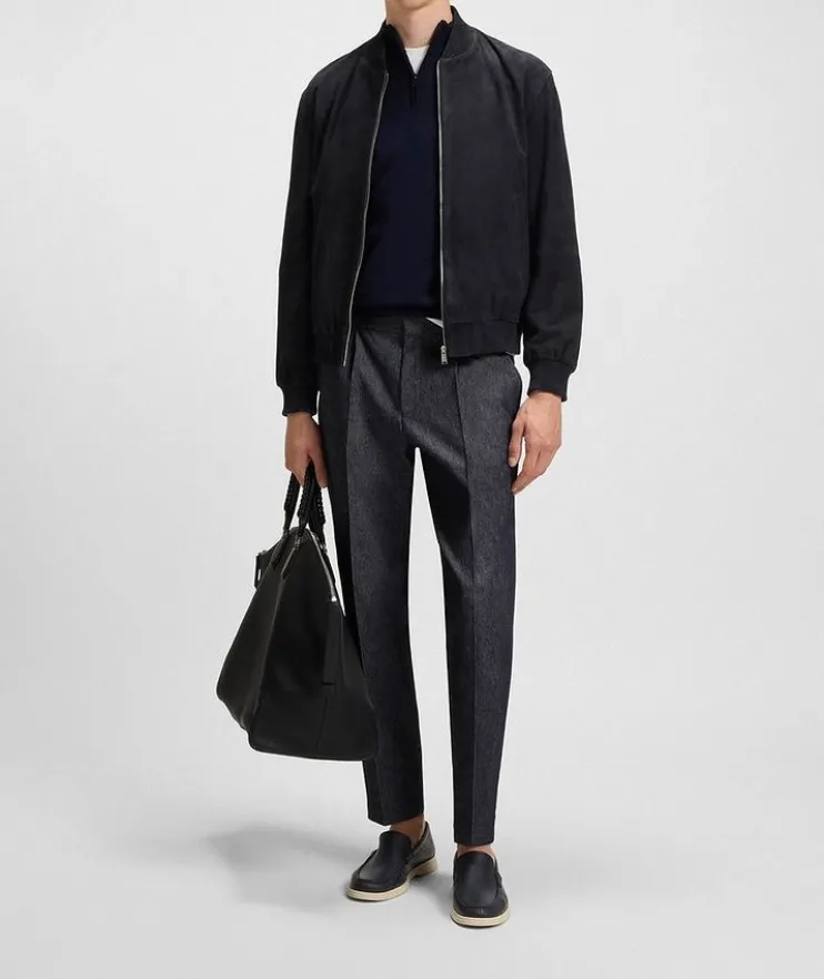 Muller Ribbed-Trim Suede Jacket