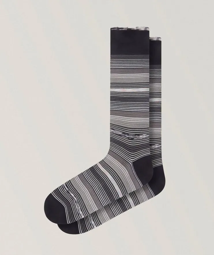 Multi-Stripe Stretch-Cotton Socks
