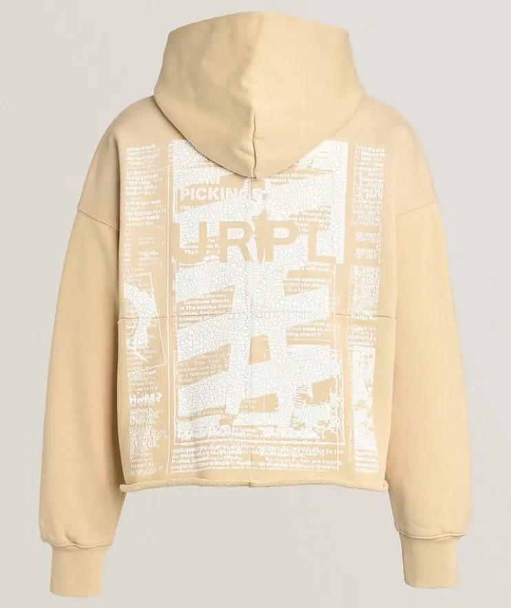 Newsprint Cropped Hooded Sweater
