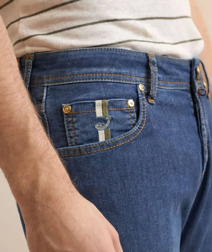 Nick Stripe Patch Slim-Fit Jeans