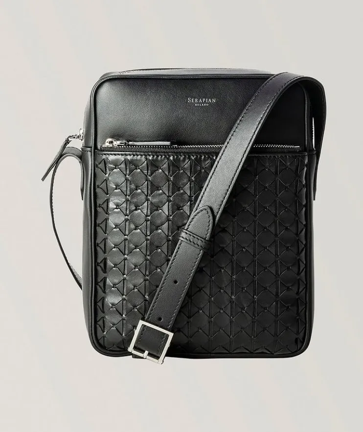 North South Mosaico Leather Messenger Bag