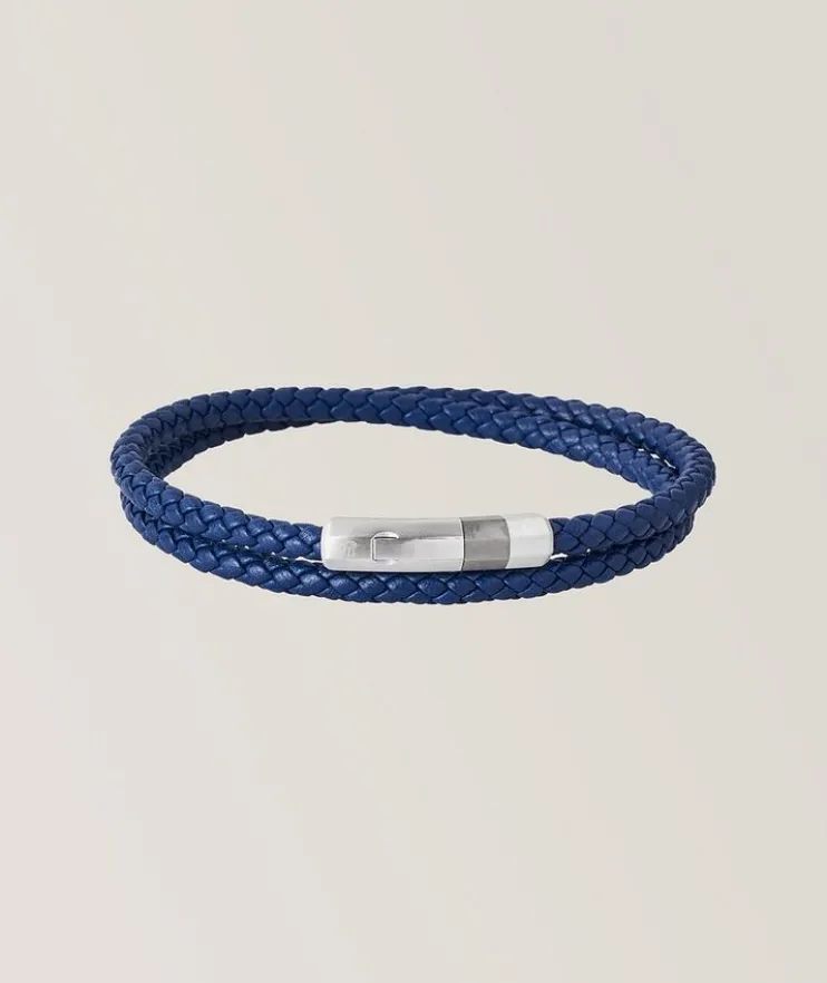 Octagon Click Pelle Double Wrap Leather Bracelet